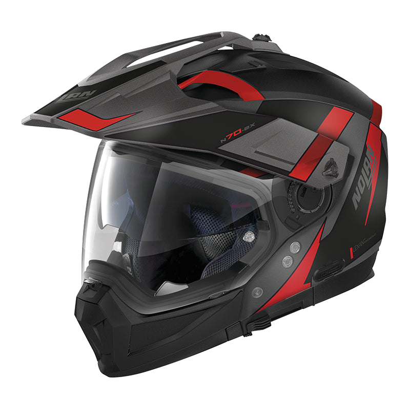 Nolan N70-2 X 06 Skyfall N-Com Adventure Helmet Flat Lava Grey / Red - ThrottleChimp