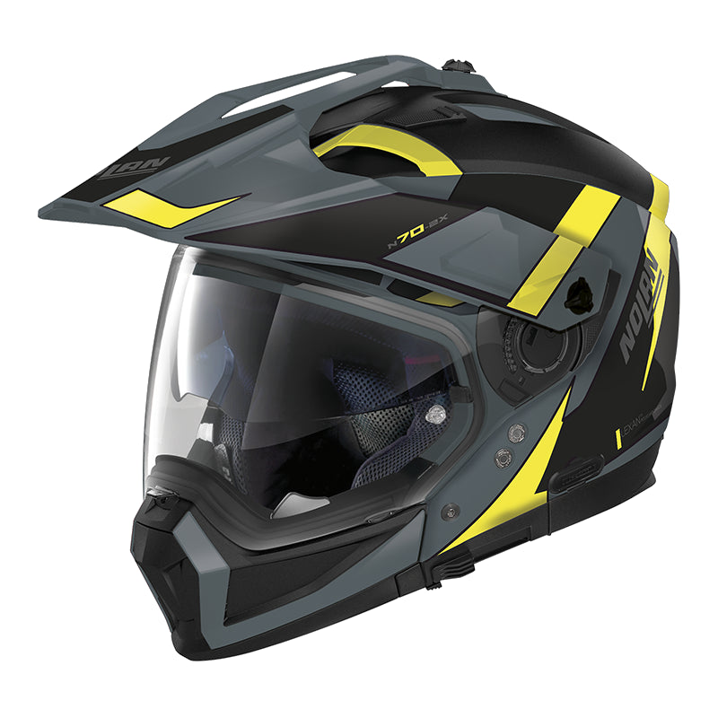 Nolan N70-2 X 06 Skyfall N-Com Adventure Helmet Slate Grey / Yellow FREE 1 YEAR Returns, FREE UK Delivery | ThrottleChimp