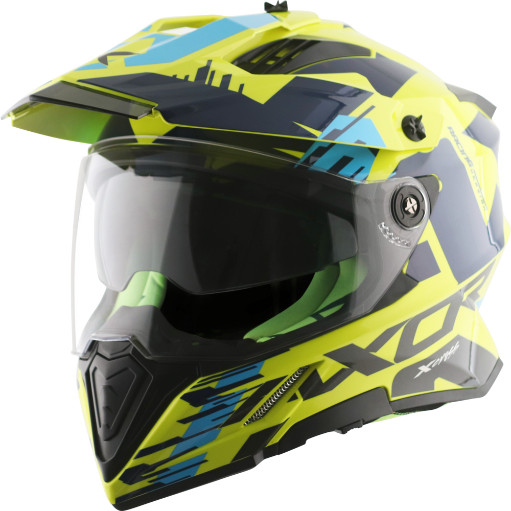 Axor X-Cross Adventure Helmet Blue / Yellow Graphic - ThrottleChimp