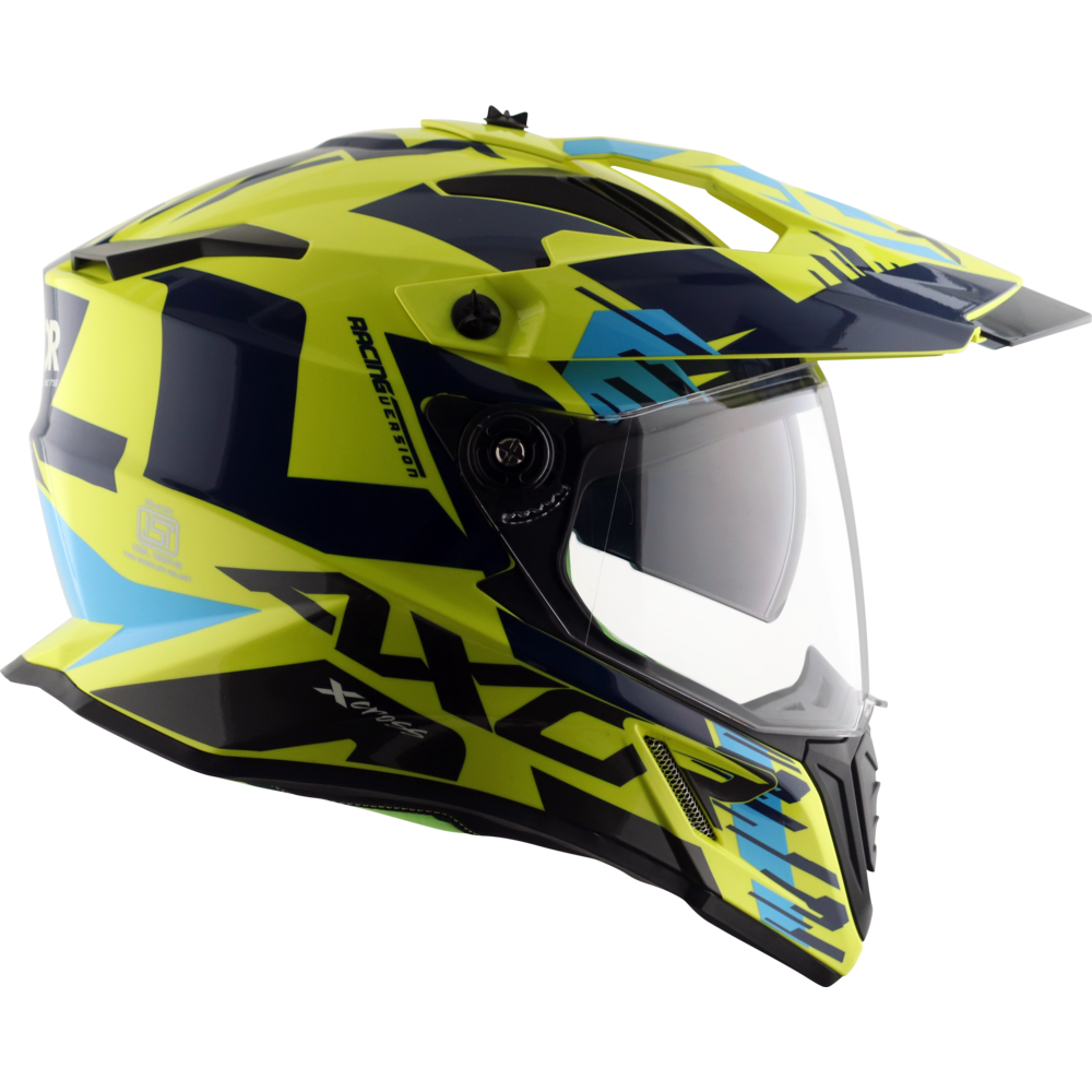 Axor X-Cross Adventure Helmet Blue / Yellow Graphic (Image 2) - ThrottleChimp