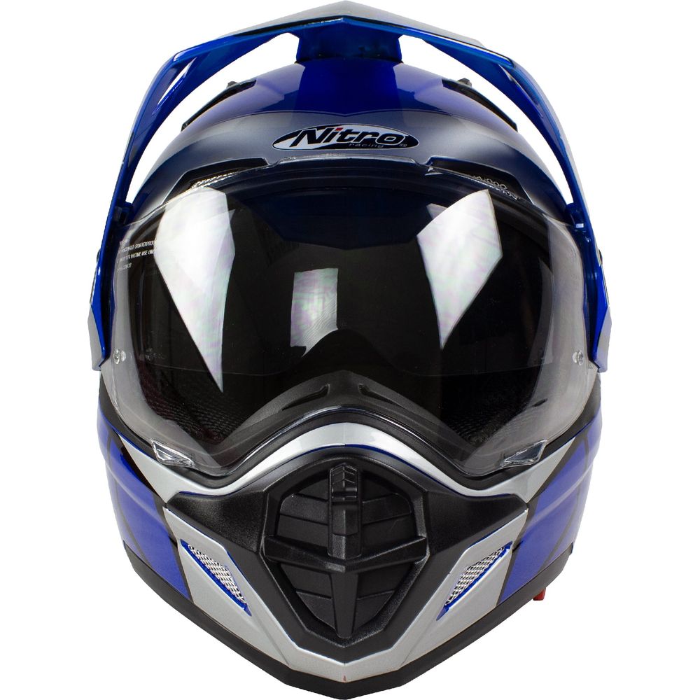 Nitro MX670 DVS Podium Pinlock Ready Adventure Helmet Black / Blue / Silver (Image 3) - ThrottleChimp