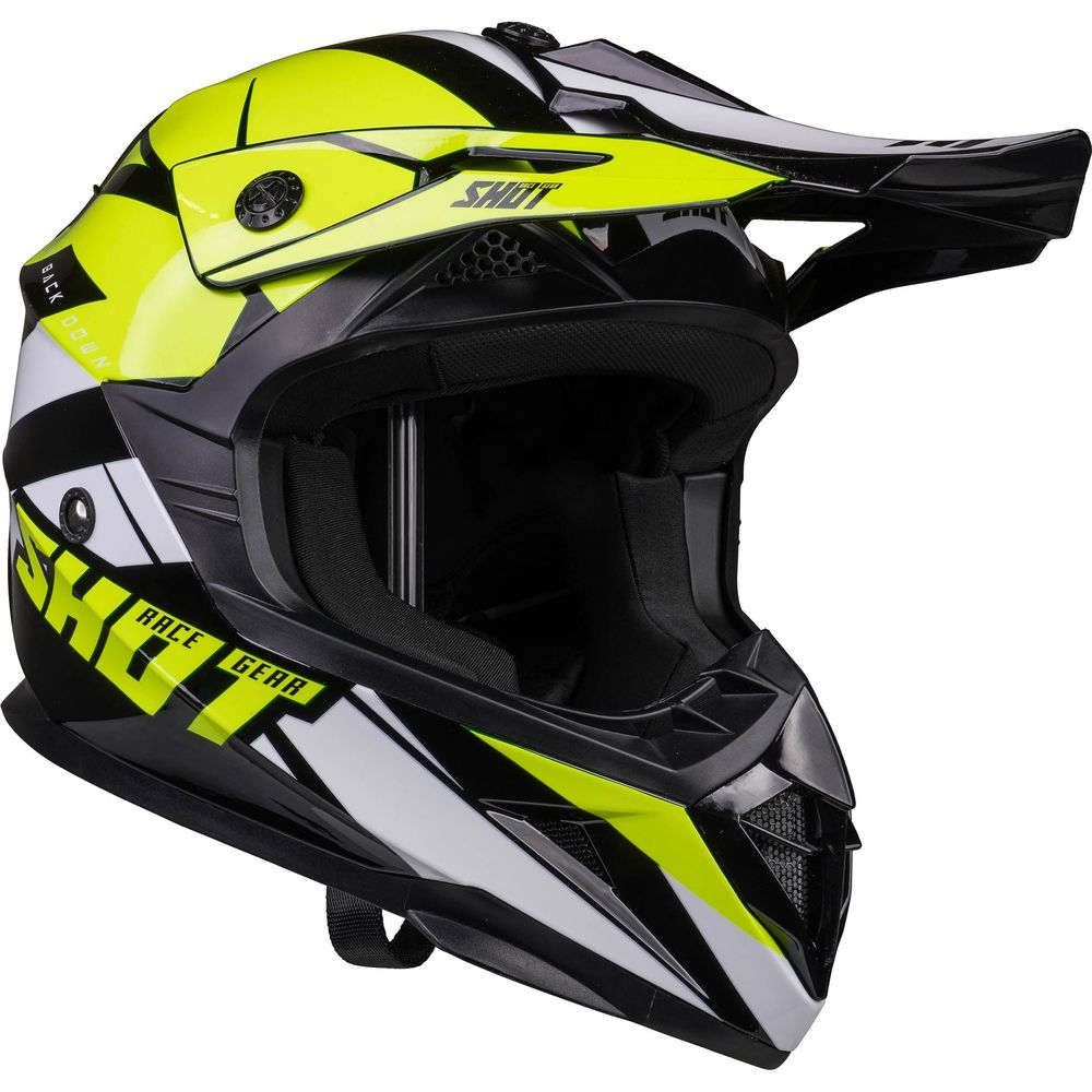 Shot Pulse MX Helmet Revenge Black / Neon Yellow / Glossy White (Image 7) - ThrottleChimp