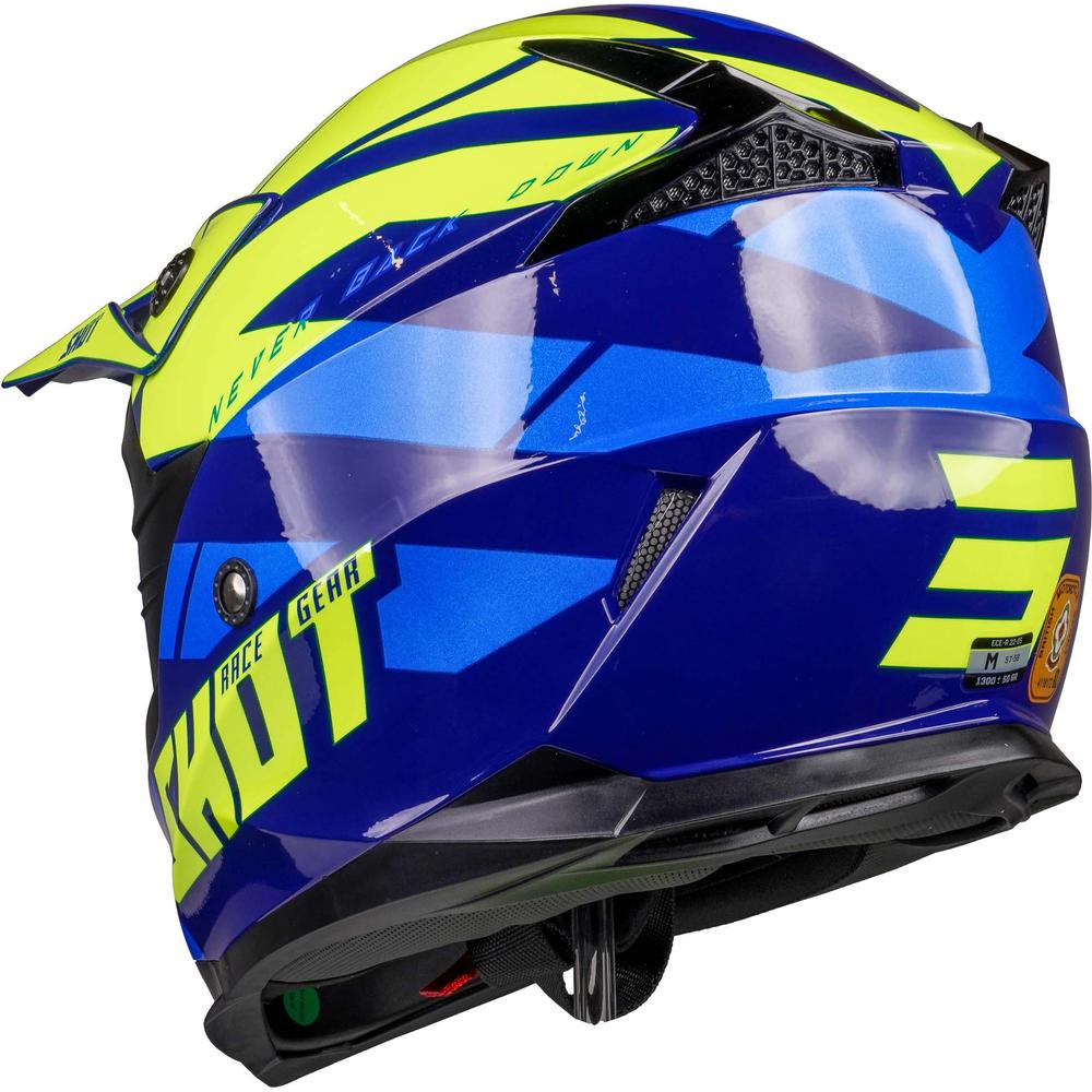 Shot Pulse MX Helmet Revenge Navy / Neon Yellow / Glossy Blue (Image 3) - ThrottleChimp