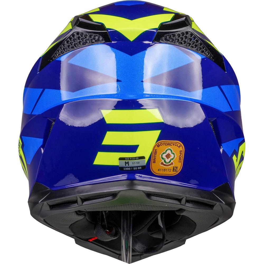 Shot Pulse MX Helmet Revenge Navy / Neon Yellow / Glossy Blue (Image 4) - ThrottleChimp