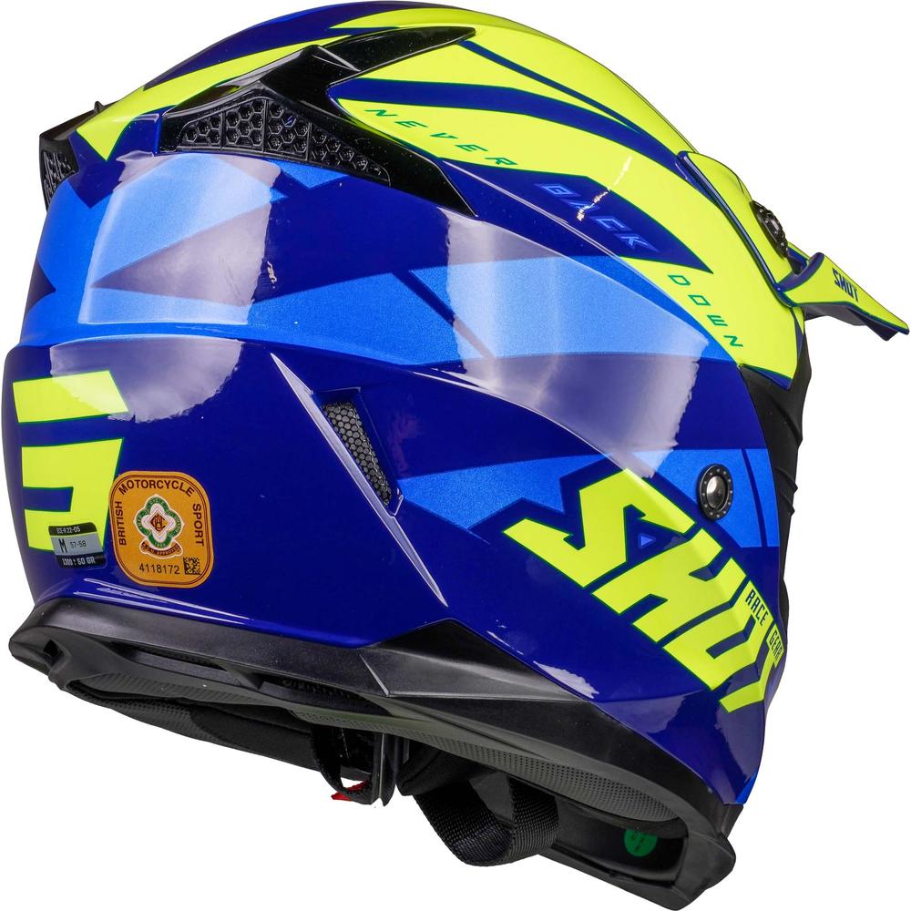 Shot Pulse MX Helmet Revenge Navy / Neon Yellow / Glossy Blue (Image 5) - ThrottleChimp