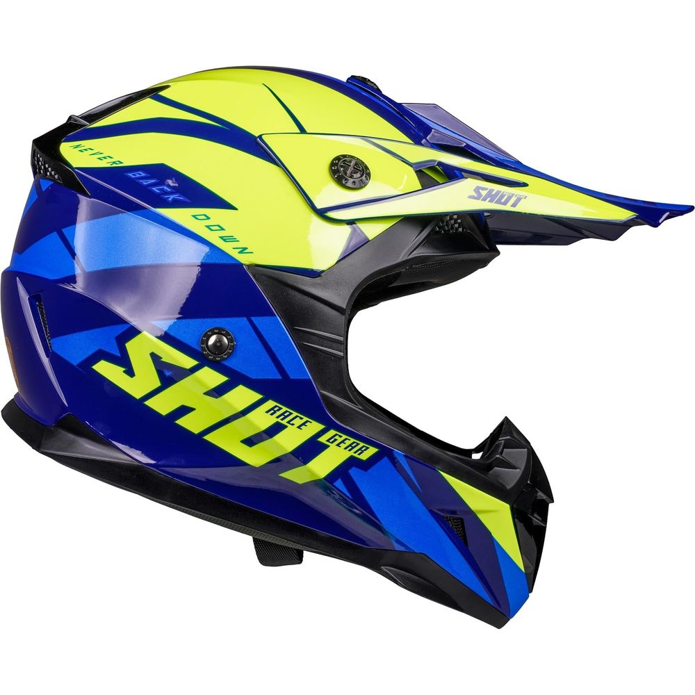 Shot Pulse MX Helmet Revenge Navy / Neon Yellow / Glossy Blue (Image 6) - ThrottleChimp