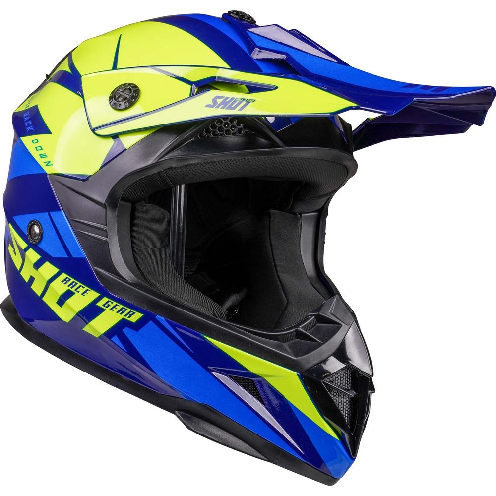 Shot Pulse MX Helmet Revenge Navy / Neon Yellow / Glossy Blue (Image 7) - ThrottleChimp