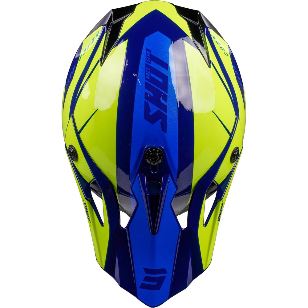 Shot Pulse MX Helmet Revenge Navy / Neon Yellow / Glossy Blue (Image 9) - ThrottleChimp