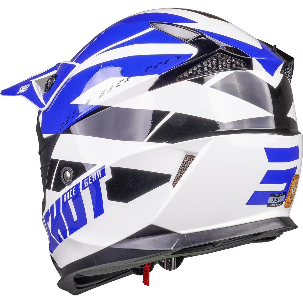 Shot Pulse MX Helmet Revenge White / Blue / Glossy Black (Image 3) - ThrottleChimp