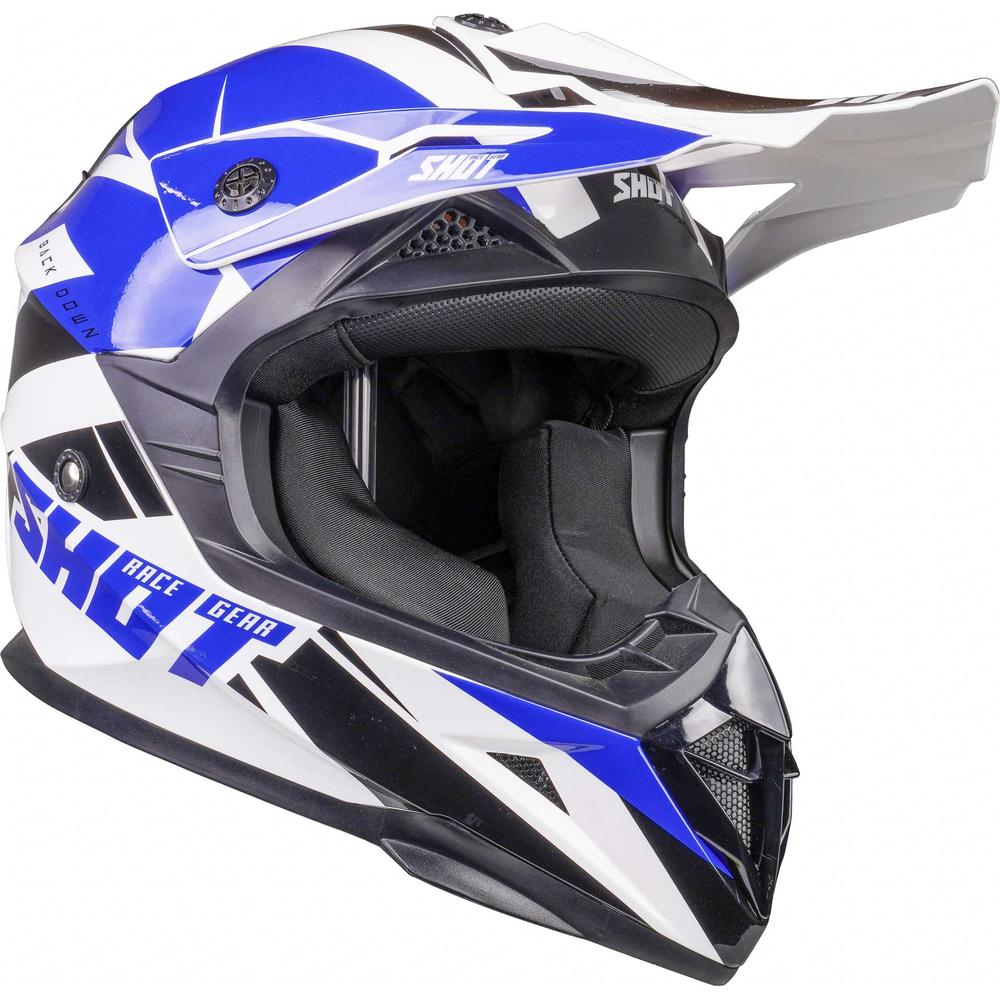 Shot Pulse MX Helmet Revenge White / Blue / Glossy Black (Image 7) - ThrottleChimp