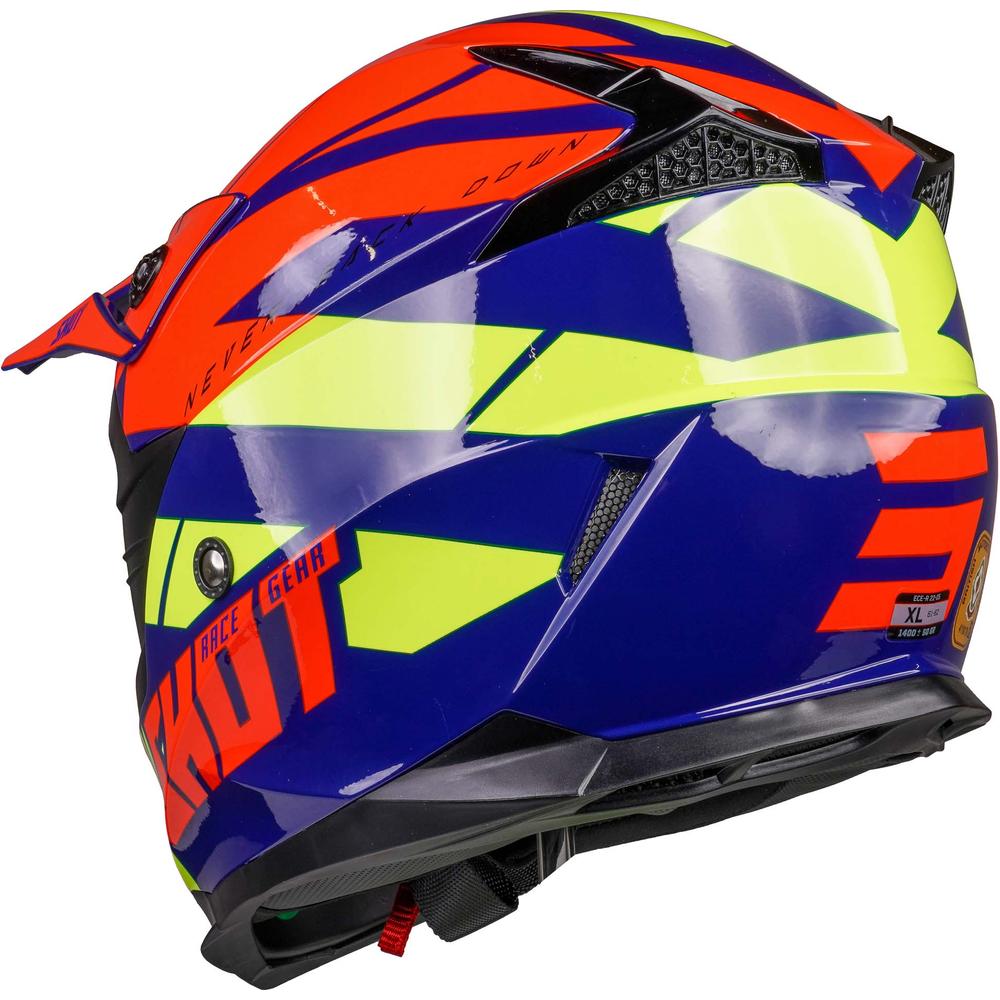 Shot Pulse MX Helmet Revenge Navy / Orange / Glossy Neon Yellow (Image 3) - ThrottleChimp