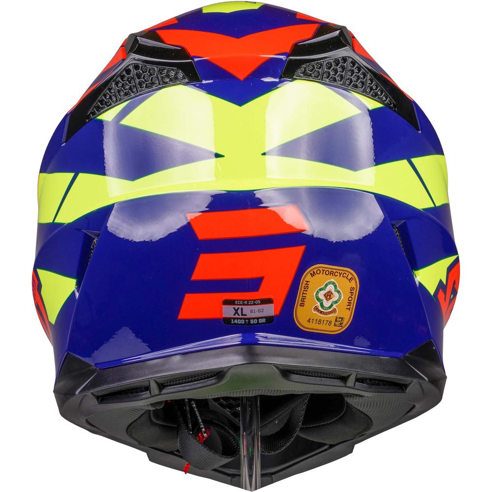 Shot Pulse MX Helmet Revenge Navy / Orange / Glossy Neon Yellow (Image 4) - ThrottleChimp