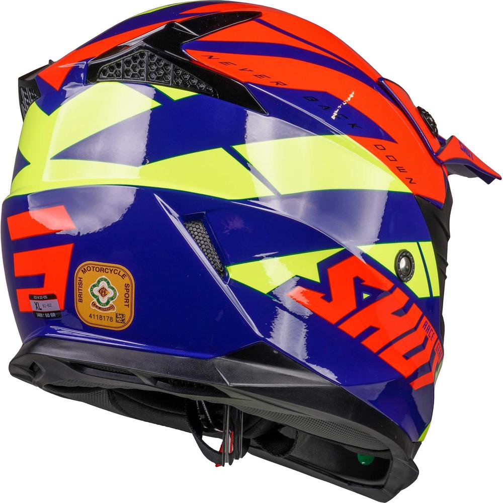 Shot Pulse MX Helmet Revenge Navy / Orange / Glossy Neon Yellow (Image 5) - ThrottleChimp