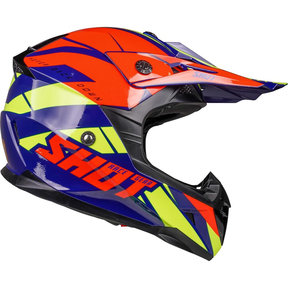 Shot Pulse MX Helmet Revenge Navy / Orange / Glossy Neon Yellow (Image 6) - ThrottleChimp