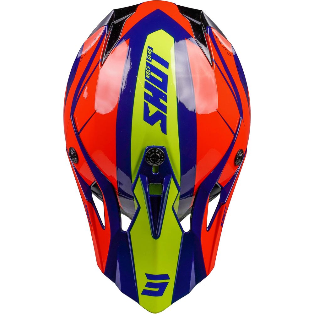 Shot Pulse MX Helmet Revenge Navy / Orange / Glossy Neon Yellow (Image 9) - ThrottleChimp