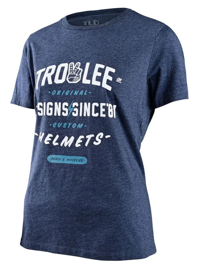 Troy Lee Designs Roll Out Ladies Short Sleeves T-Shirt Navy Heather FREE 1 YEAR Returns, FREE UK Delivery | ThrottleChimp