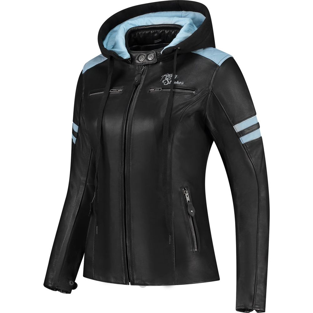 Rusty Stitches Joyce Hooded V2 Ladies Jacket Black / Baby Blue