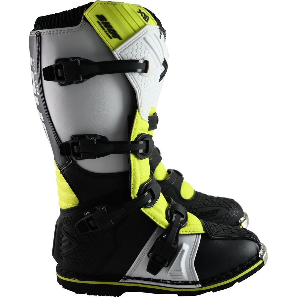 Shot X10 2.0 MX Boots Black / White / Yellow (Image 4) - ThrottleChimp