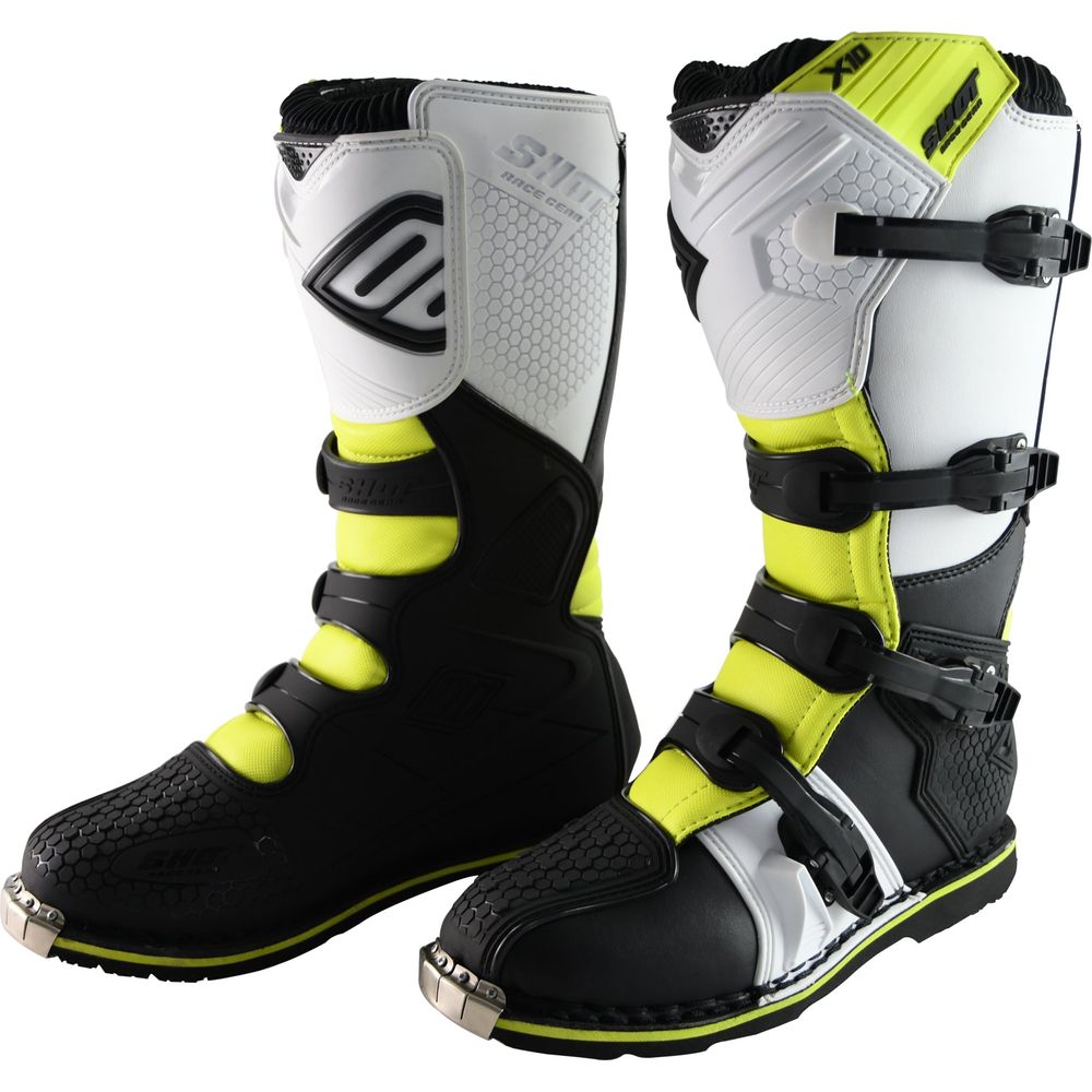 Shot X10 2.0 MX Boots Black / White / Yellow (Image 7) - ThrottleChimp