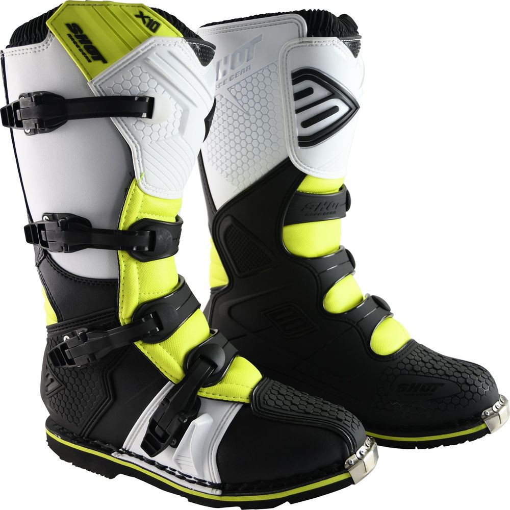 Shot X10 2.0 MX Boots Black / White / Yellow (Image 8) - ThrottleChimp