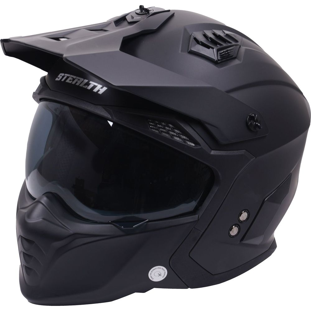 Stealth Fighter Multi Function Convertible Helmet Matt Black - ThrottleChimp