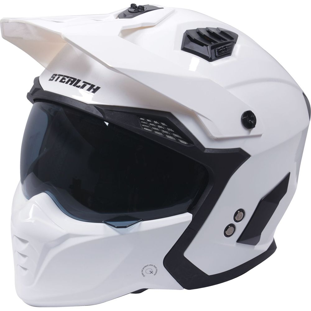 Stealth Fighter Multi Function Convertible Helmet Gloss White - ThrottleChimp