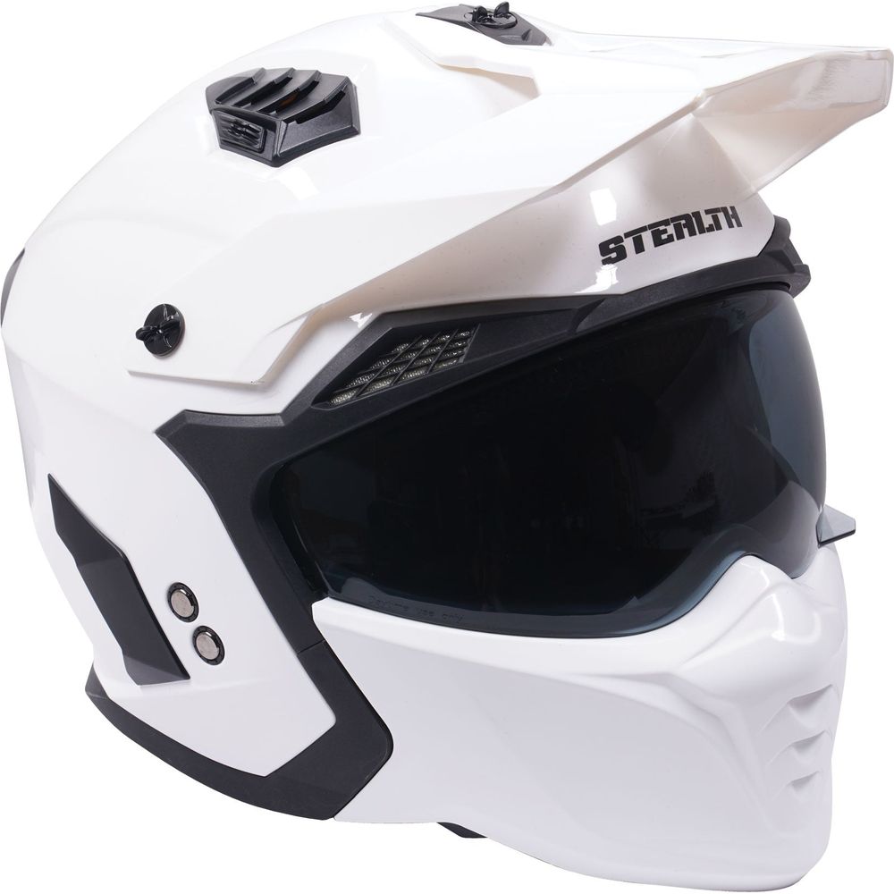 Stealth Fighter Multi Function Convertible Helmet Gloss White (Image 2) - ThrottleChimp