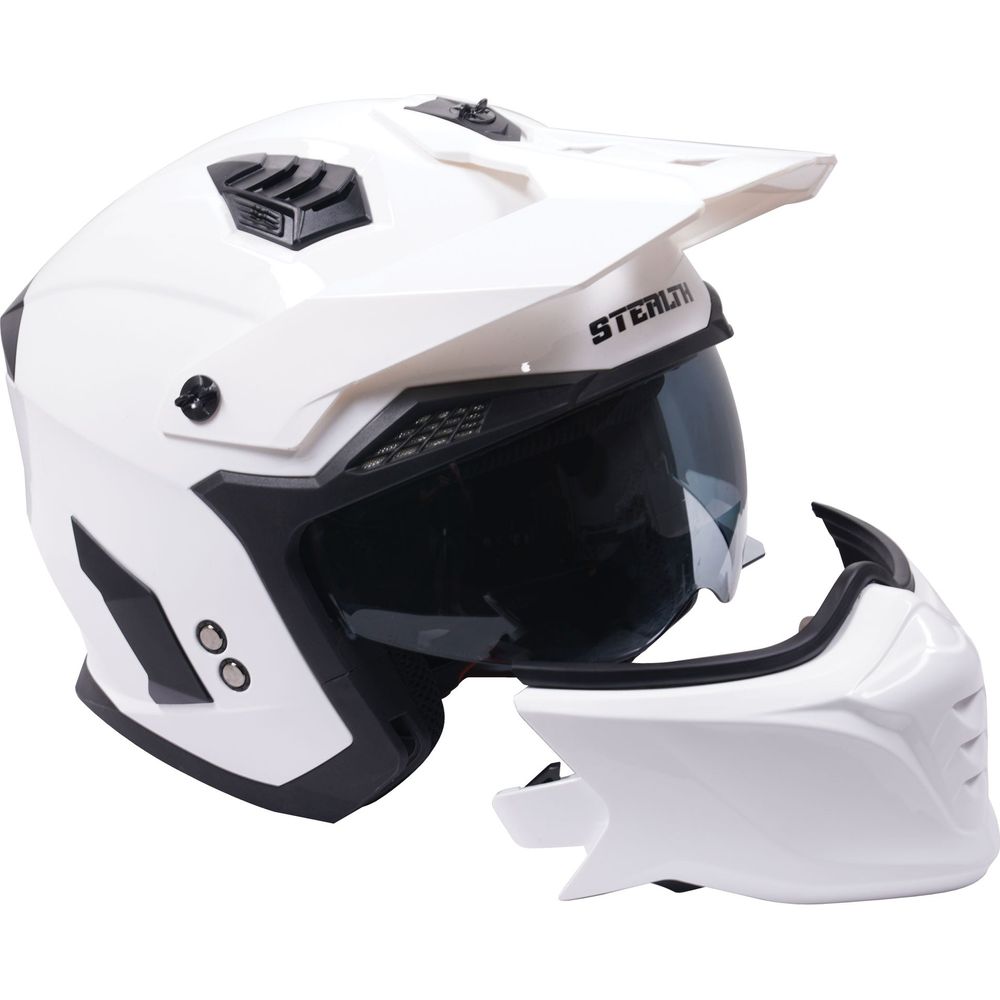 Stealth Fighter Multi Function Convertible Helmet Gloss White (Image 8) - ThrottleChimp