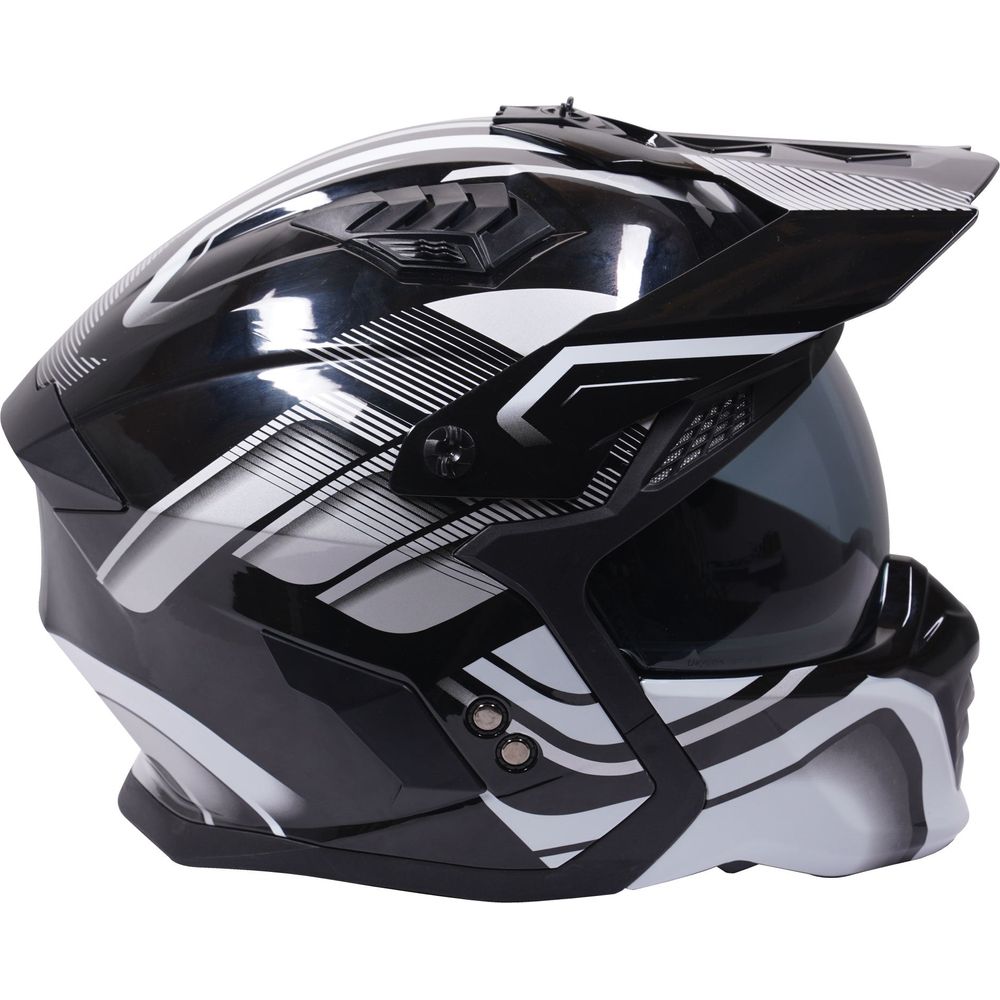 Stealth Fighter HS711 Convertible Helmet Graphic Orbit Black / Gloss Silver (Image 3) - ThrottleChimp