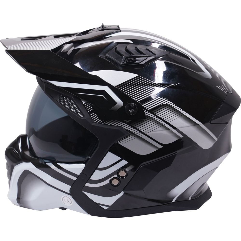 Stealth Fighter HS711 Convertible Helmet Graphic Orbit Black / Gloss Silver (Image 4) - ThrottleChimp