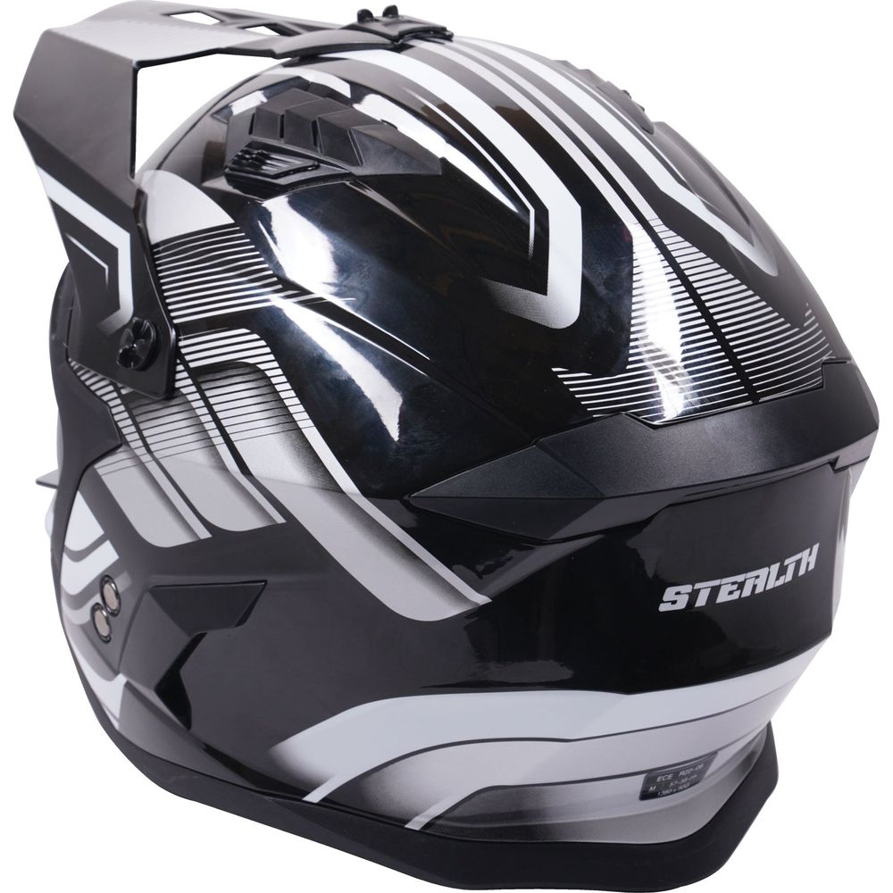 Stealth Fighter HS711 Convertible Helmet Graphic Orbit Black / Gloss Silver (Image 5) - ThrottleChimp