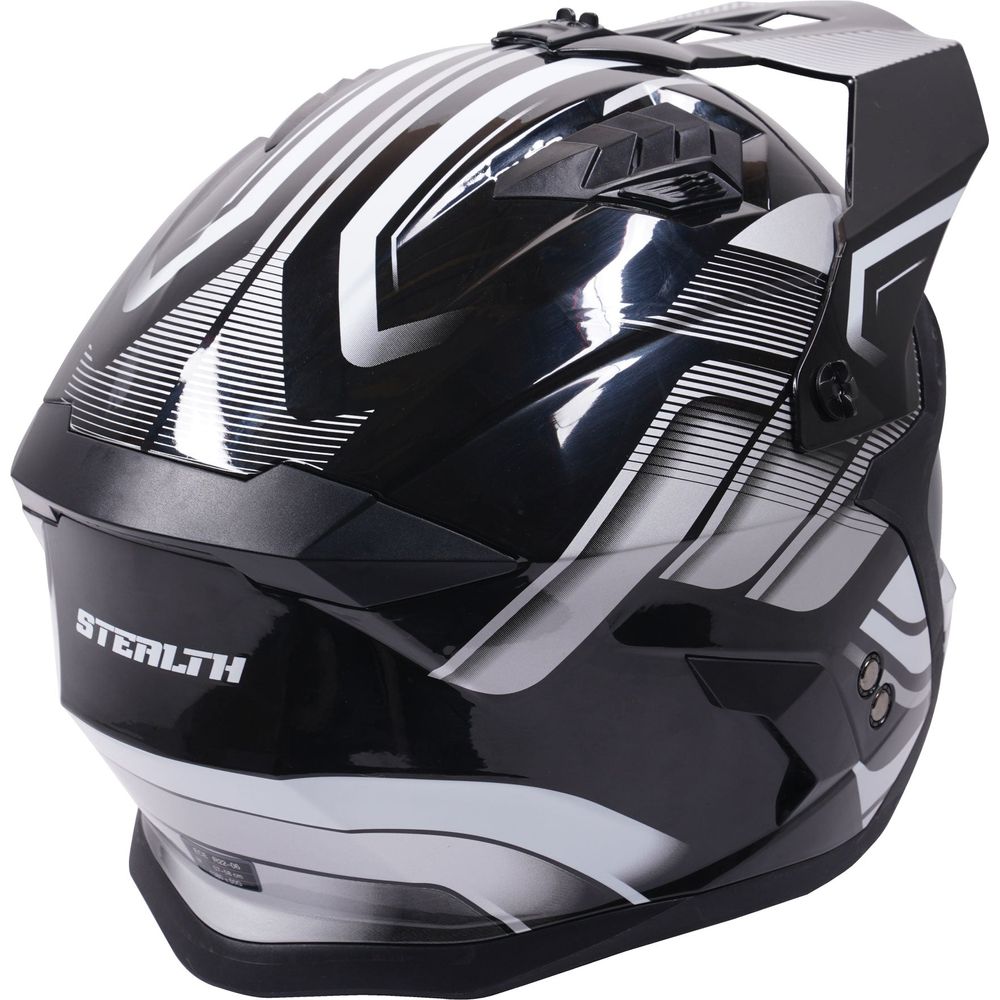 Stealth Fighter HS711 Convertible Helmet Graphic Orbit Black / Gloss Silver (Image 6) - ThrottleChimp