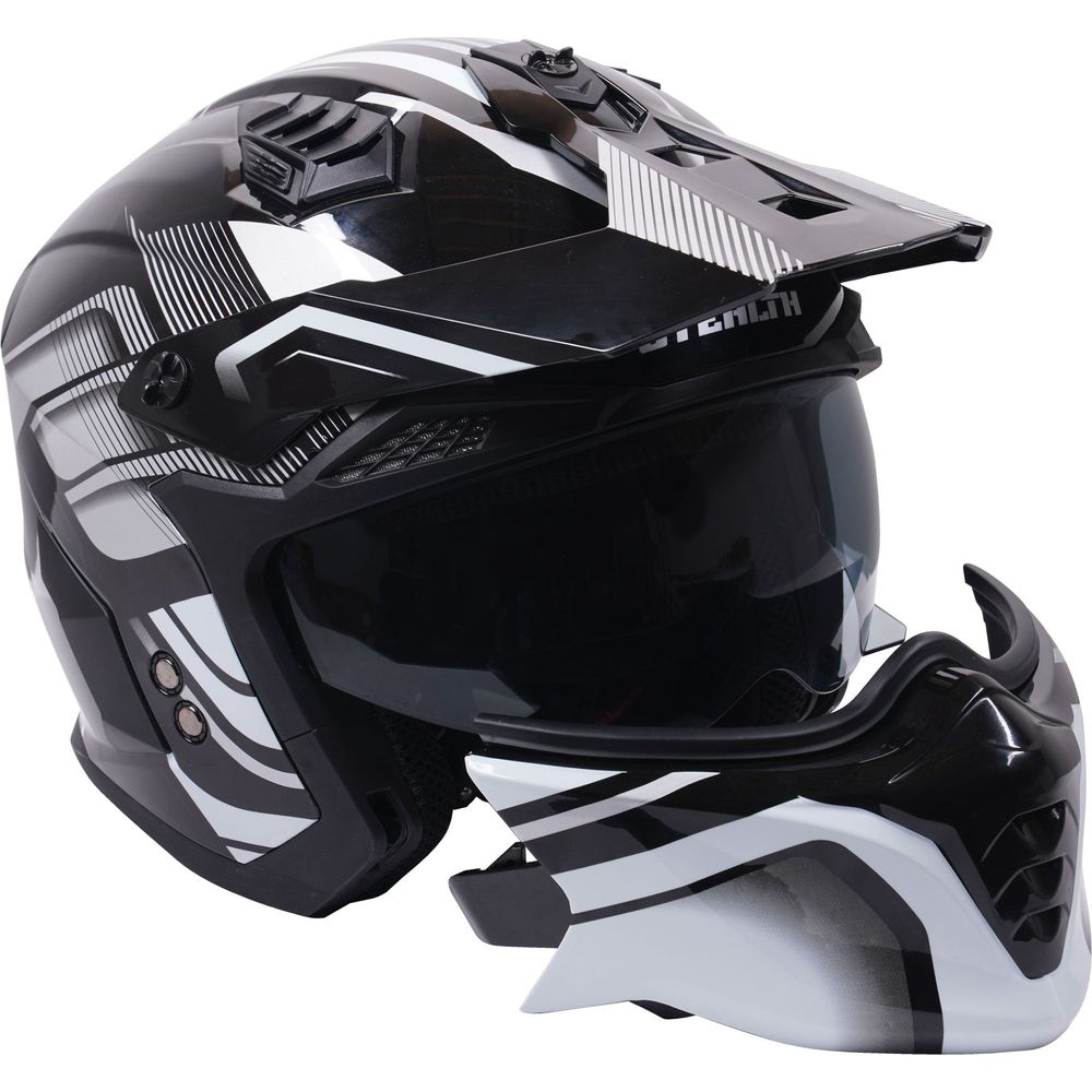 Stealth Fighter HS711 Convertible Helmet Graphic Orbit Black / Gloss Silver (Image 8) - ThrottleChimp