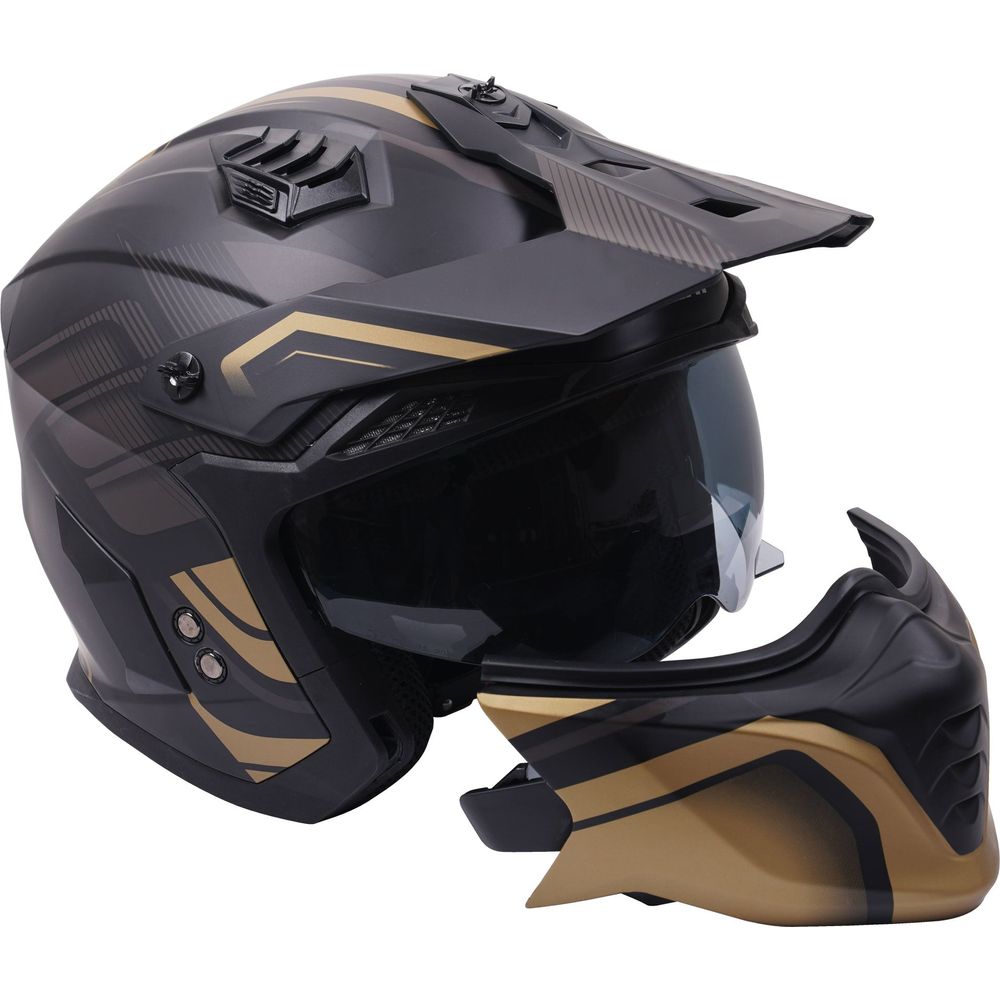 Stealth Fighter Multi Function Convertible Helmet Graphic Orbit Black / Matt Gold (Image 8) - ThrottleChimp