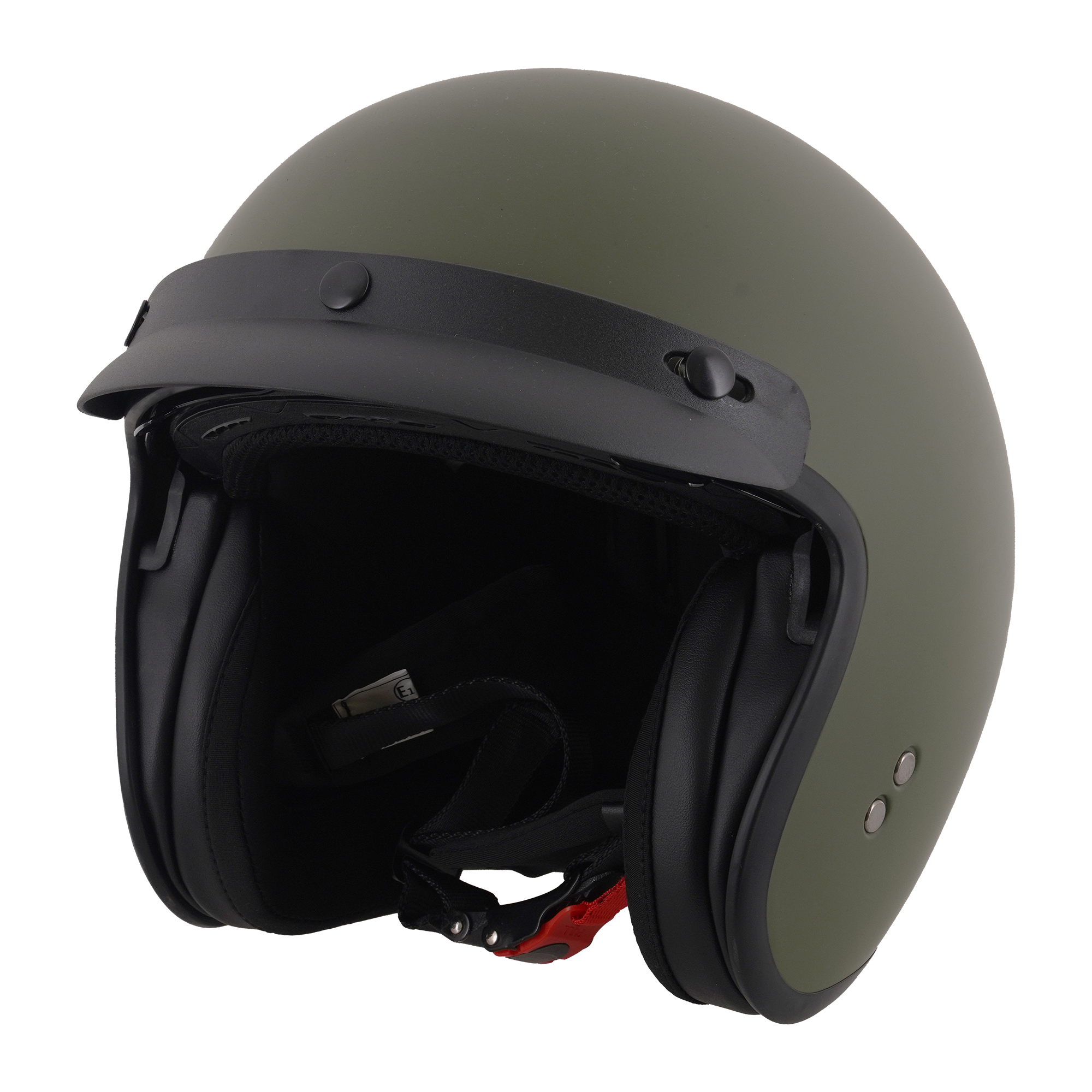 Stealth HS391 Open Face Helmet With Peak Matt Green FREE 1 YEAR Returns, FREE UK Delivery | ThrottleChimp