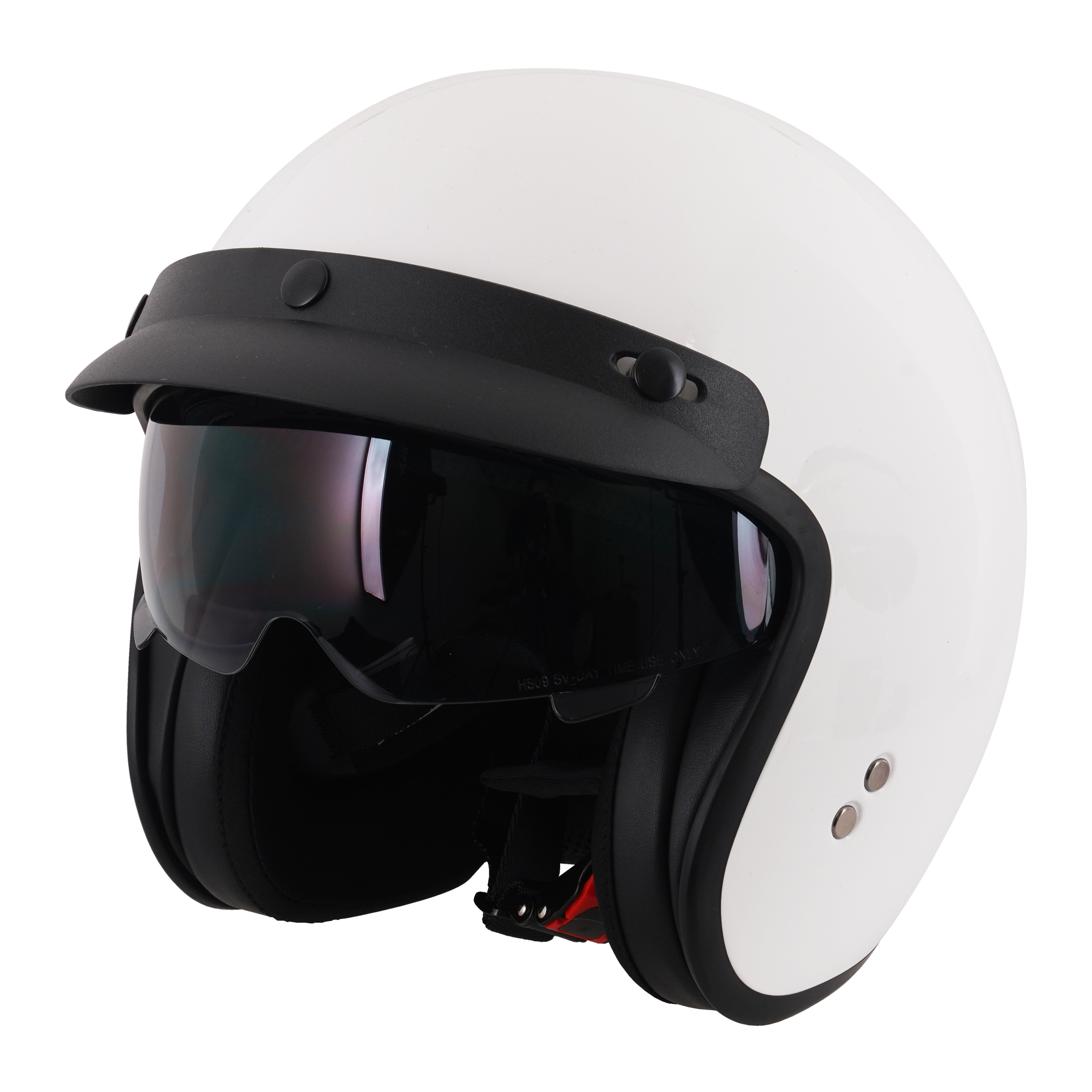 Stealth HS391 Open Face Helmet With Peak Gloss White FREE 1 YEAR Returns, FREE UK Delivery | ThrottleChimp