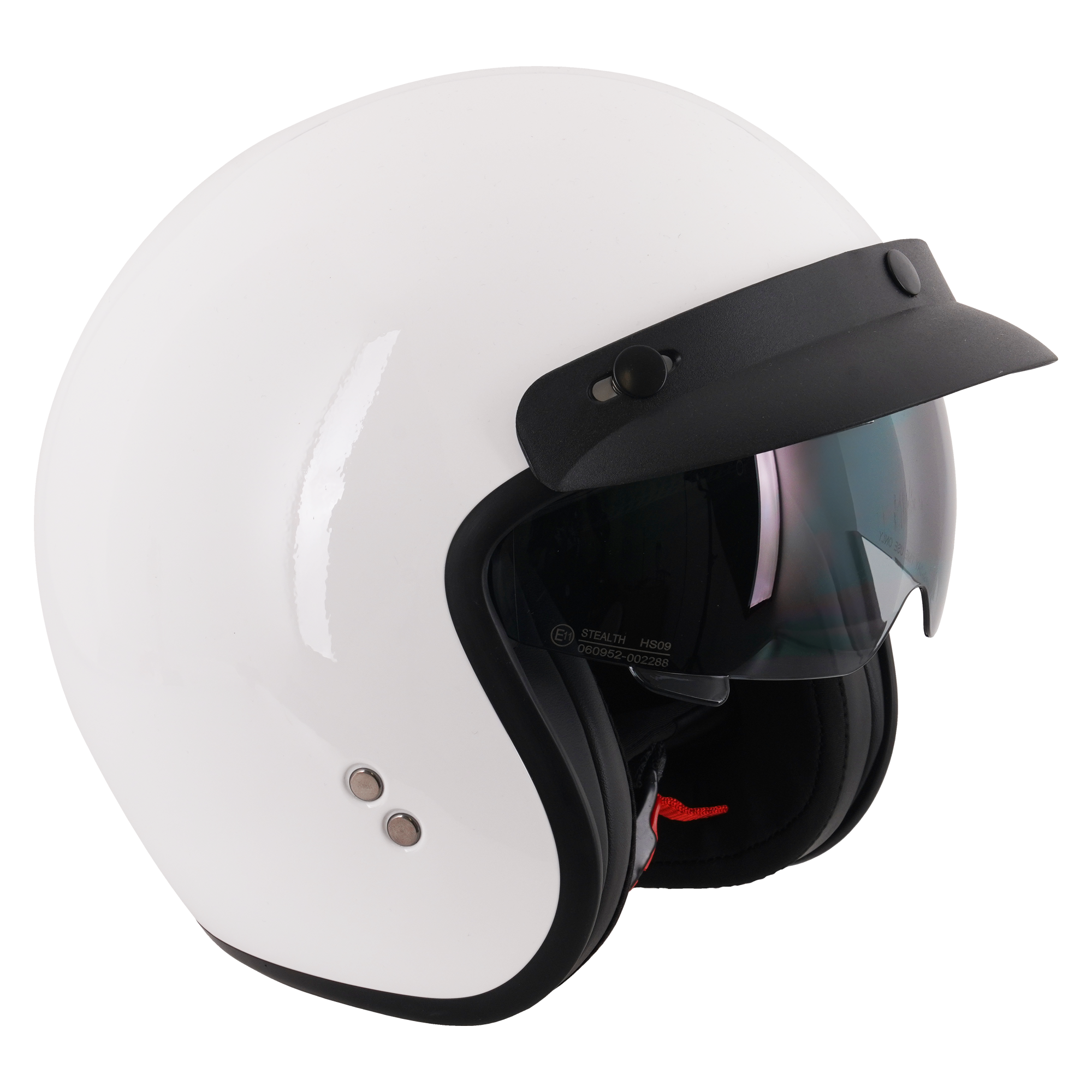 Stealth HS391 Open Face Helmet With Peak Gloss White FREE 1 YEAR Returns, FREE UK Delivery | ThrottleChimp