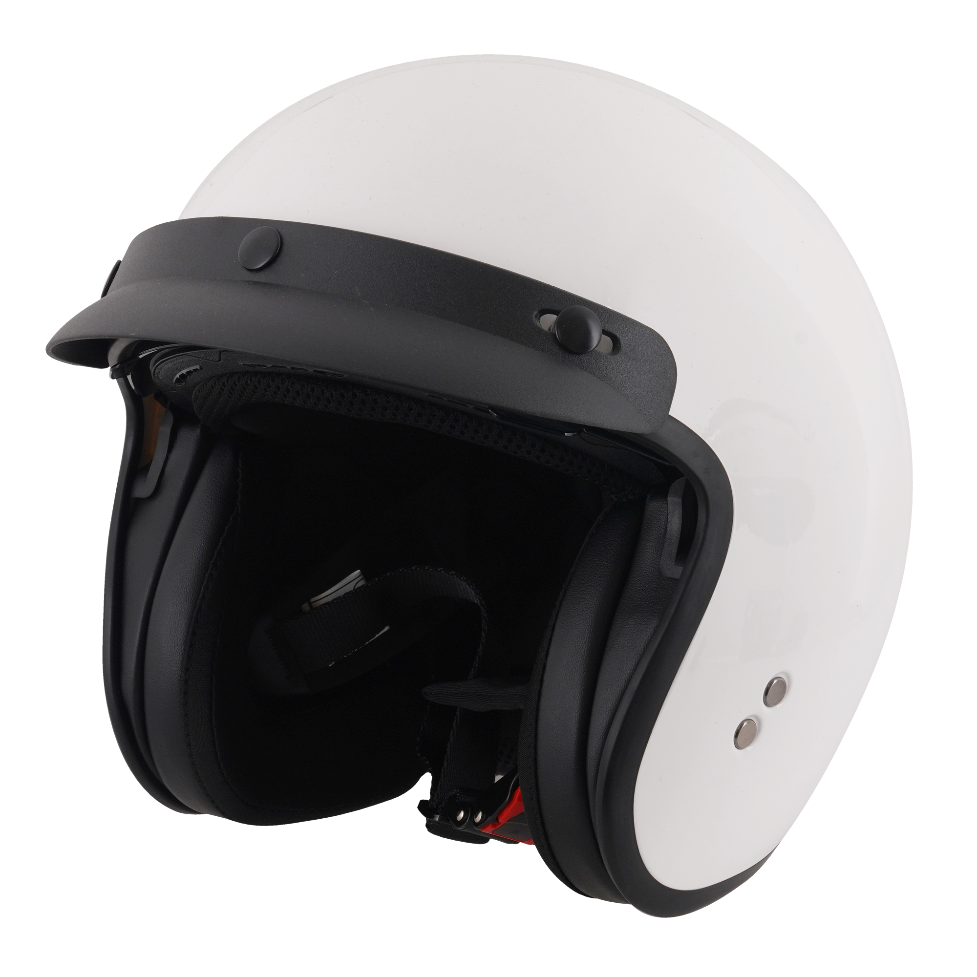 Stealth HS391 Open Face Helmet With Peak Gloss White FREE 1 YEAR Returns, FREE UK Delivery | ThrottleChimp