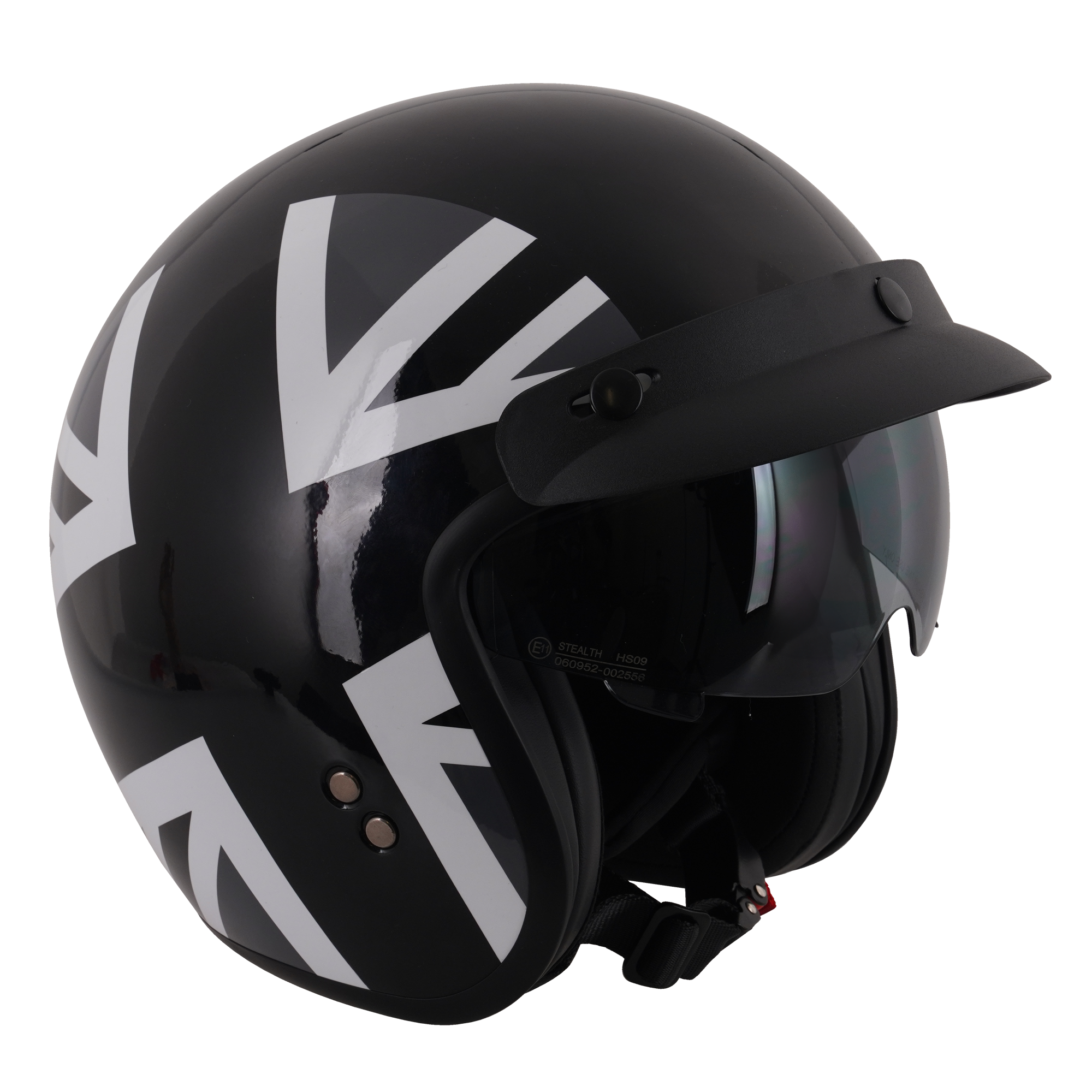 Stealth HS391 Open Face Helmet With Peak Mono Jack FREE 1 YEAR Returns, FREE UK Delivery | ThrottleChimp