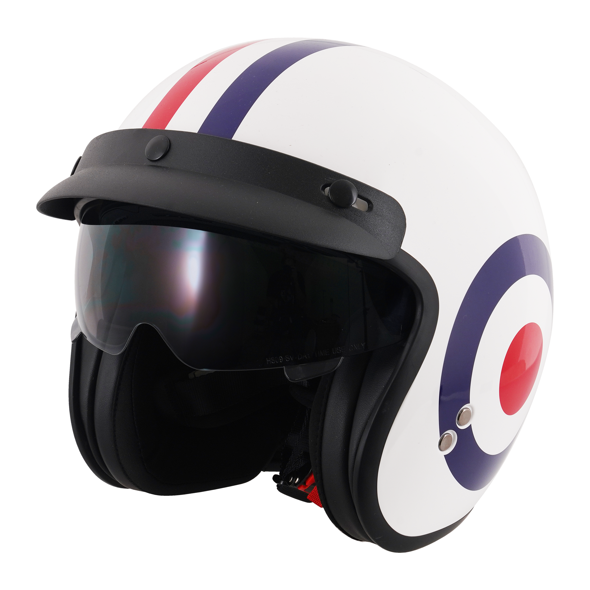 Stealth HS391 Open Face Helmet With Peak Roundel FREE 1 YEAR Returns, FREE UK Delivery | ThrottleChimp