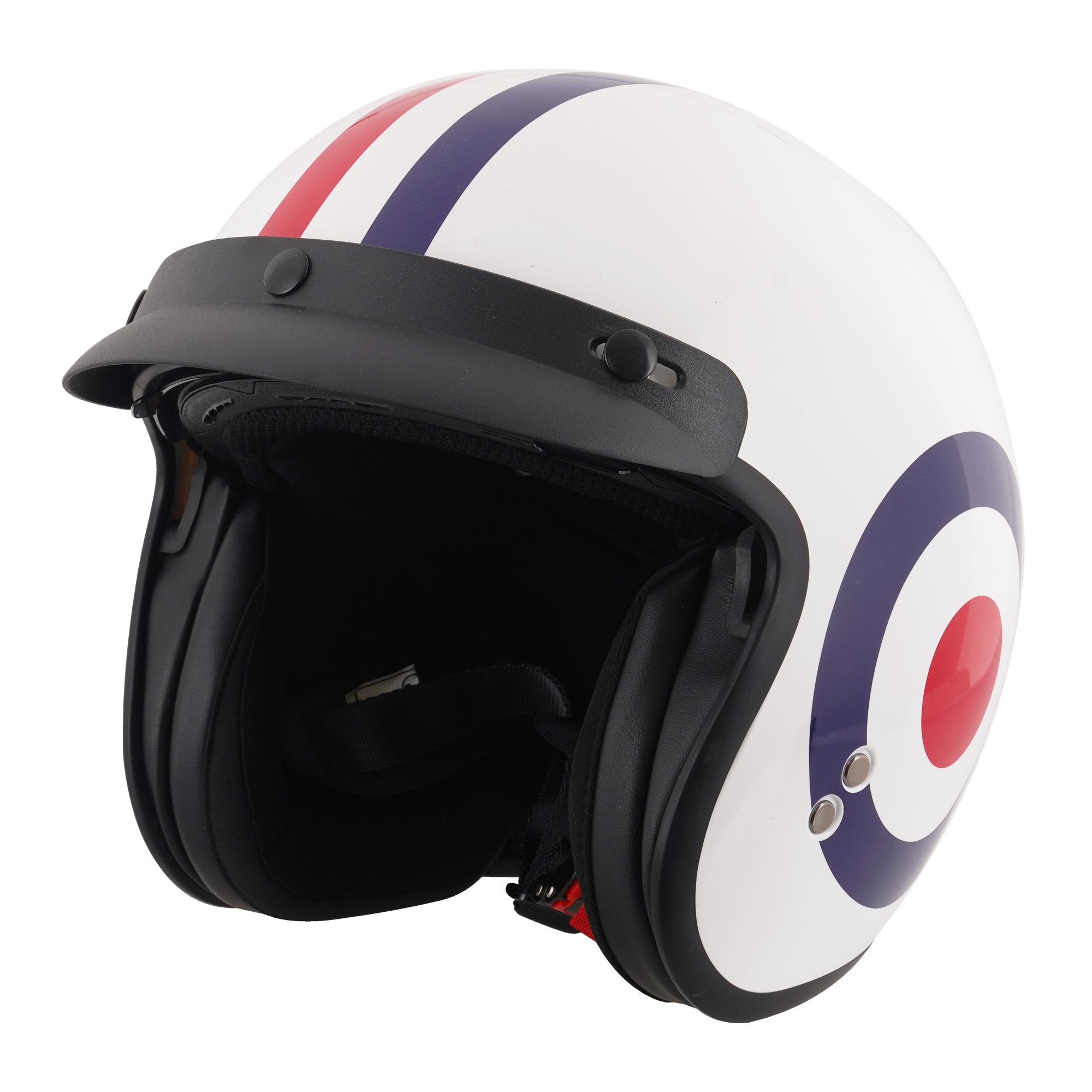 Stealth HS391 Open Face Helmet With Peak Roundel FREE 1 YEAR Returns, FREE UK Delivery | ThrottleChimp