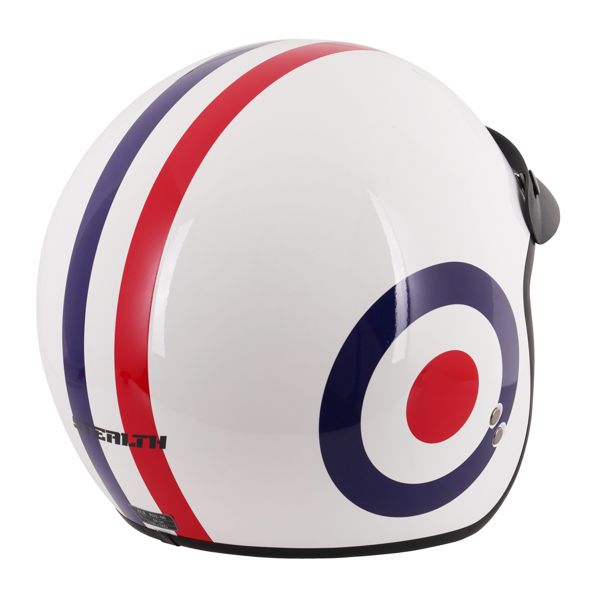 Stealth HS391 Open Face Helmet With Peak Roundel FREE 1 YEAR Returns, FREE UK Delivery | ThrottleChimp