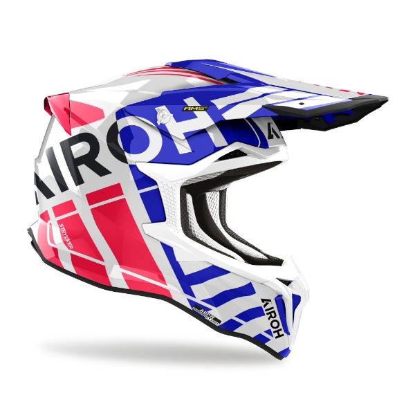 Airoh Strycker Brave MX Helmet Gloss Blue / Red FREE 1 YEAR Returns, FREE UK Delivery | ThrottleChimp