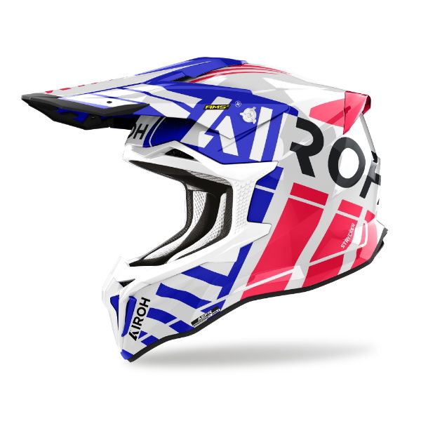 Airoh Strycker Brave MX Helmet Gloss Blue / Red FREE 1 YEAR Returns, FREE UK Delivery | ThrottleChimp