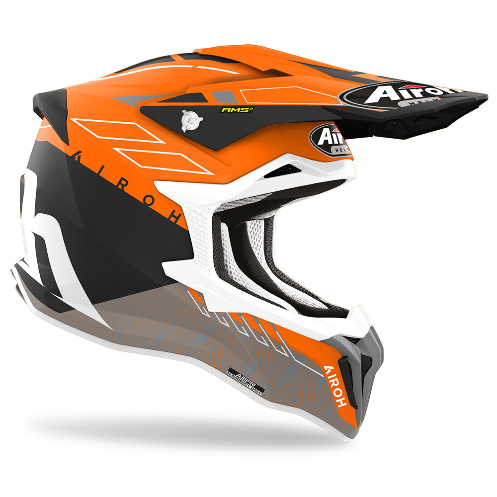 Airoh Strycker Skin 22.06 Motocross Helmet Matt Orange (Image 2) - ThrottleChimp