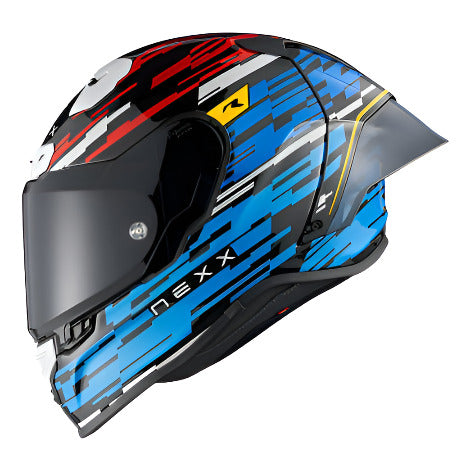 Nexx X.R3R Glitch Racer Full Face Helmet Blue / Red - ThrottleChimp