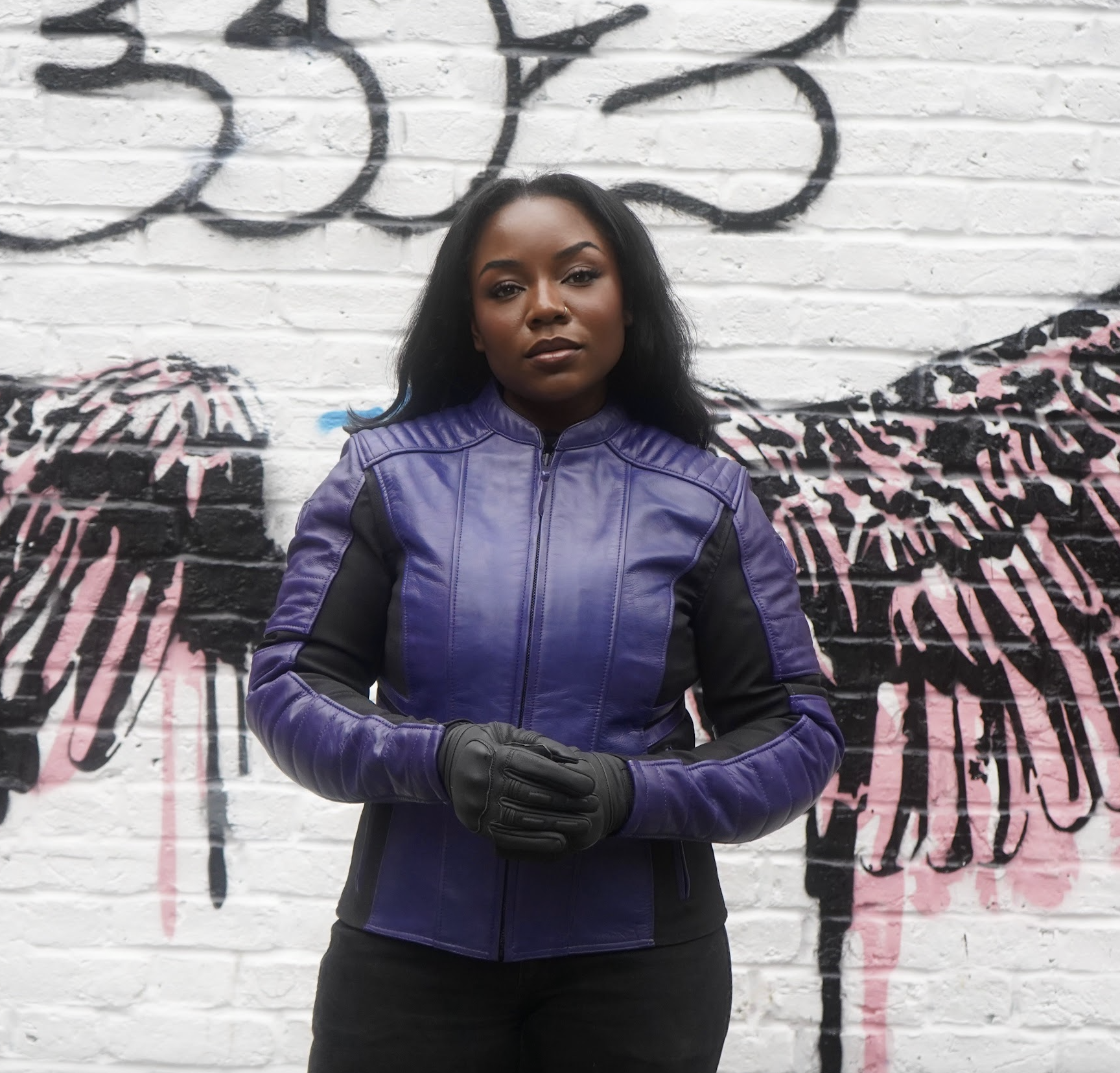 MotoGirl Amelia Ladies Leather Jacket Purple FREE 1 YEAR Returns, FREE UK Delivery | ThrottleChimp