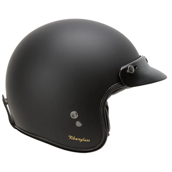 Garibaldi G02X Vintage Open Face Helmet Matt Black (Image 4) - ThrottleChimp