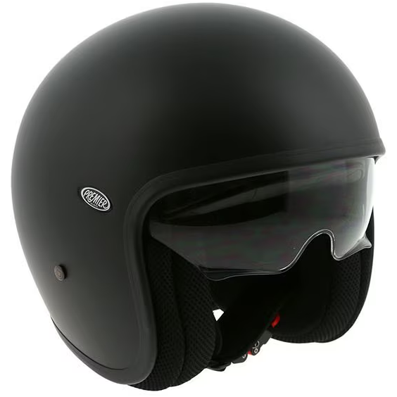 Premier Vintage U9 Open Face Helmet Matt Black (Image 3) - ThrottleChimp