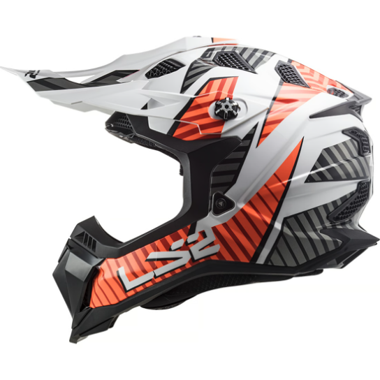 LS2 MX700 Subverter Evo Astro Motocross Helmet White / Orange (Image 3) - ThrottleChimp